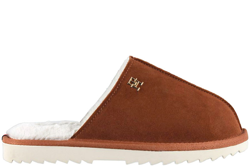TOMMY HILFIGER TH ELEVATED COMFORT HOME SLIPPER COGNAC