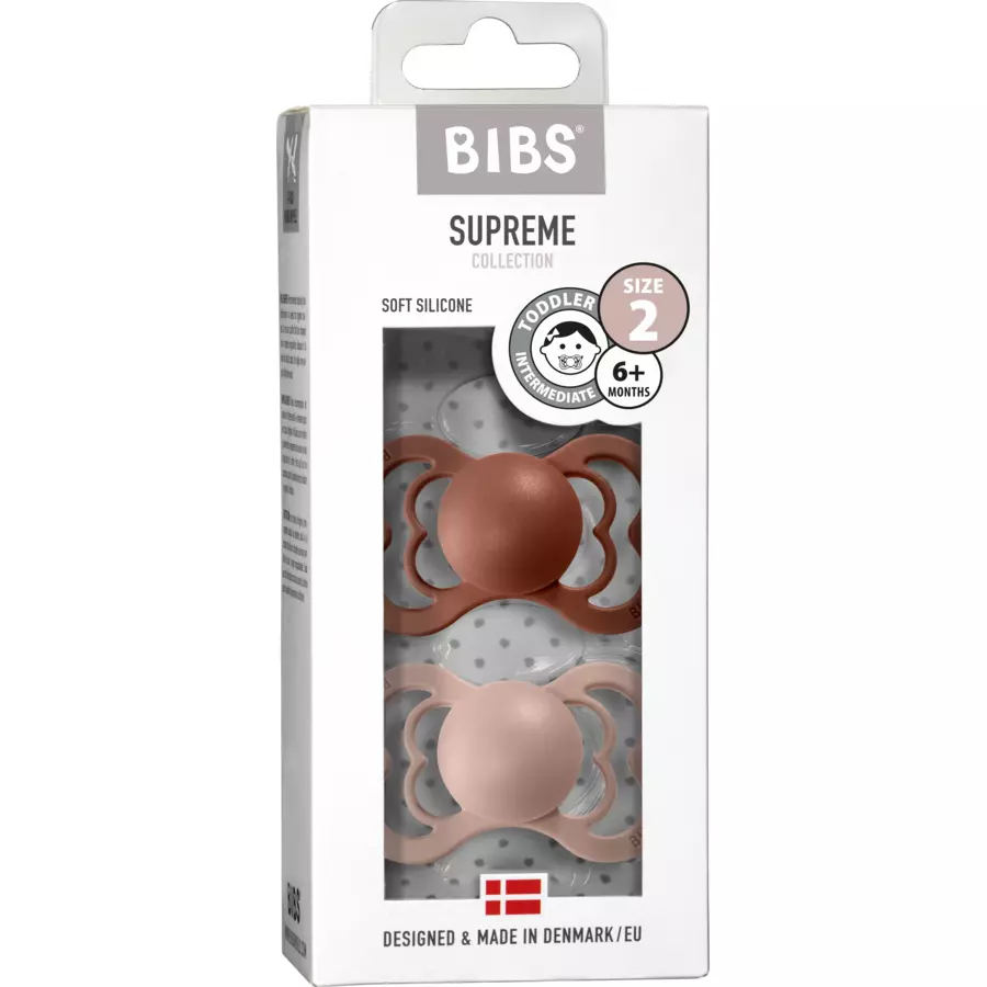 BIBS® Schnuller Supreme Blush  Woodchuck Silikon 6-36 Monate, 2 Stk.