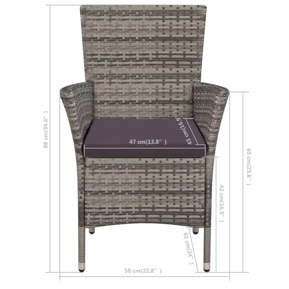 vidaXL - Bistroset - Grijs - Poly rattan