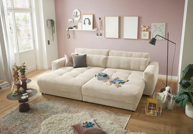 ED EXCITING DESIGN Big-Sofa »Loveseat, 2-Sitzer, Barura, Breite 292« Big-Sofa mit 2 Nierenkissen