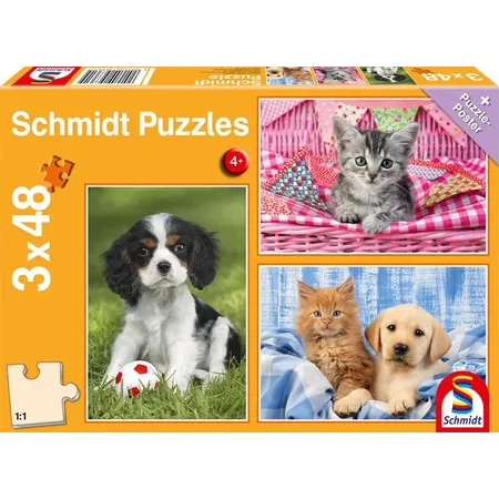 Schmidt Spiele Puzzle - Meine liebsten Haustierbabys, 3 x 48 Teile