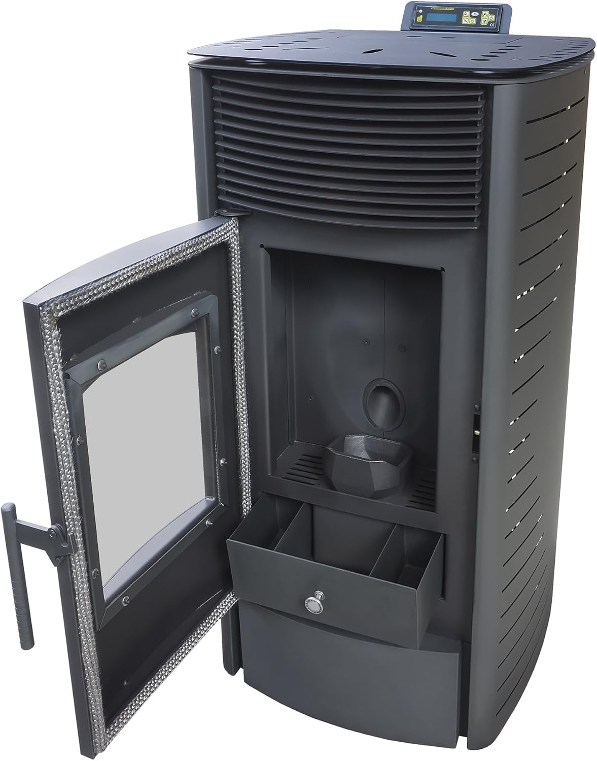 NEMAXX® P12 Pelletofen 13,6 kW bis 300m³– Elektrokamin mit ECO-Modus,Wi-Fi Ready,Wochen-Timer & Überhitzungsthermostat für effizientes Heizen – Schwarz