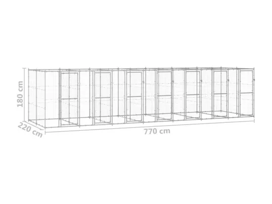 Chenil extérieur cage enclos 770 x 220 x 180 cm 02_0000409