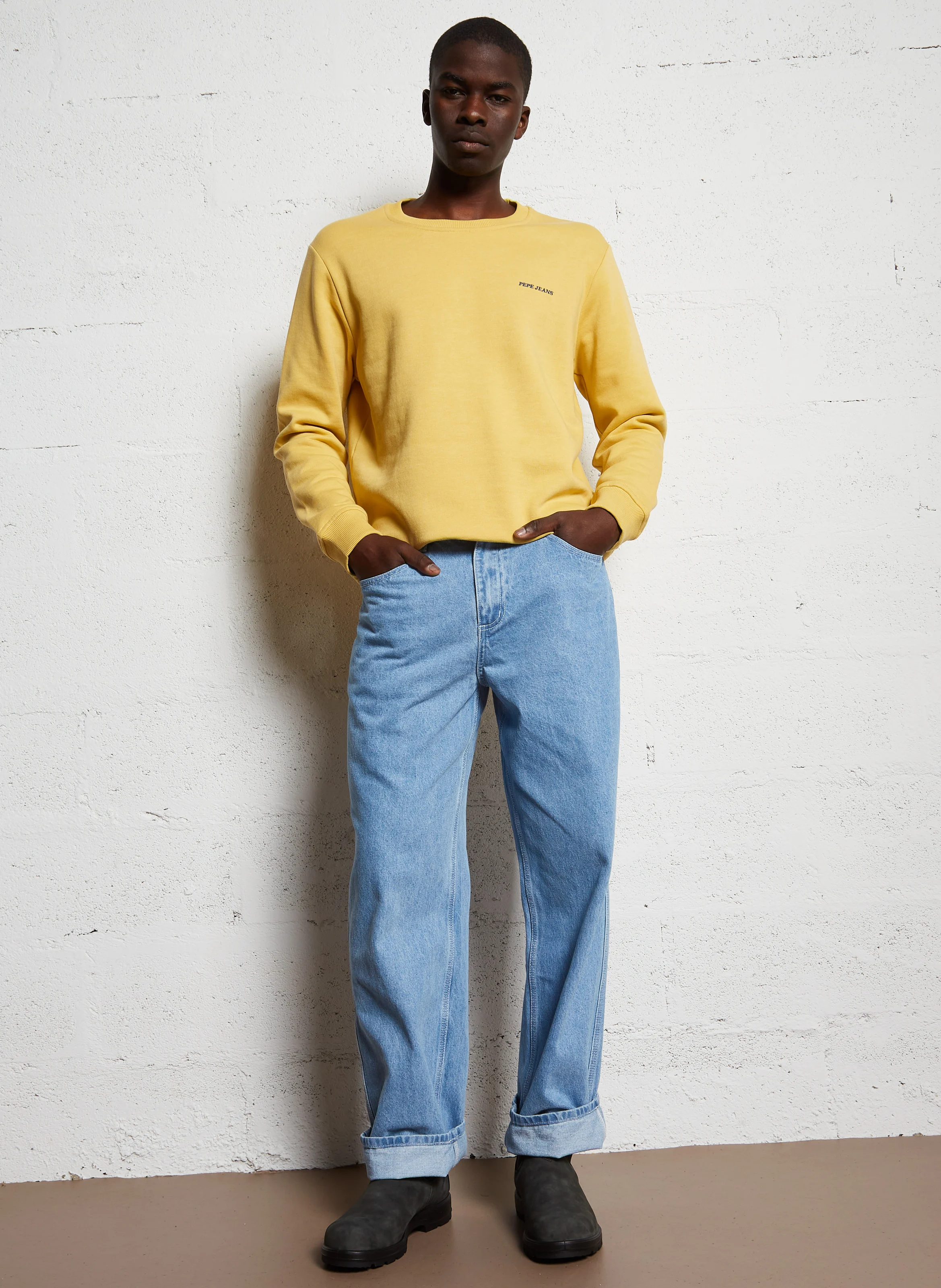 Sweat droit en coton mélangé | Jaune