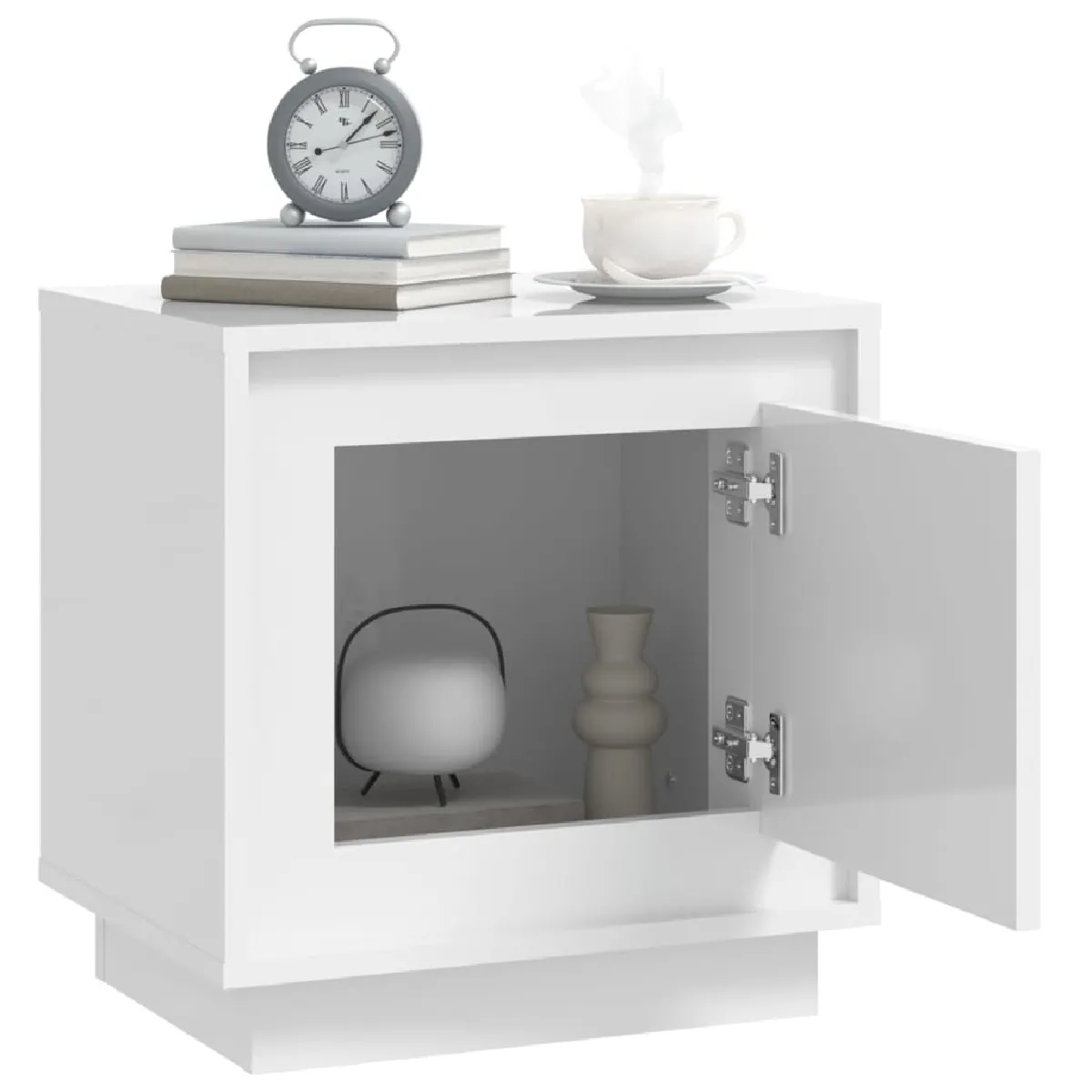 vidaXL Table de chevet Blanc Brillant