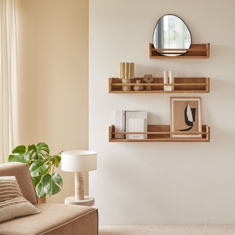 Etagère murale en bois de teck Ugo H 15 x L 100 x P 20 cm