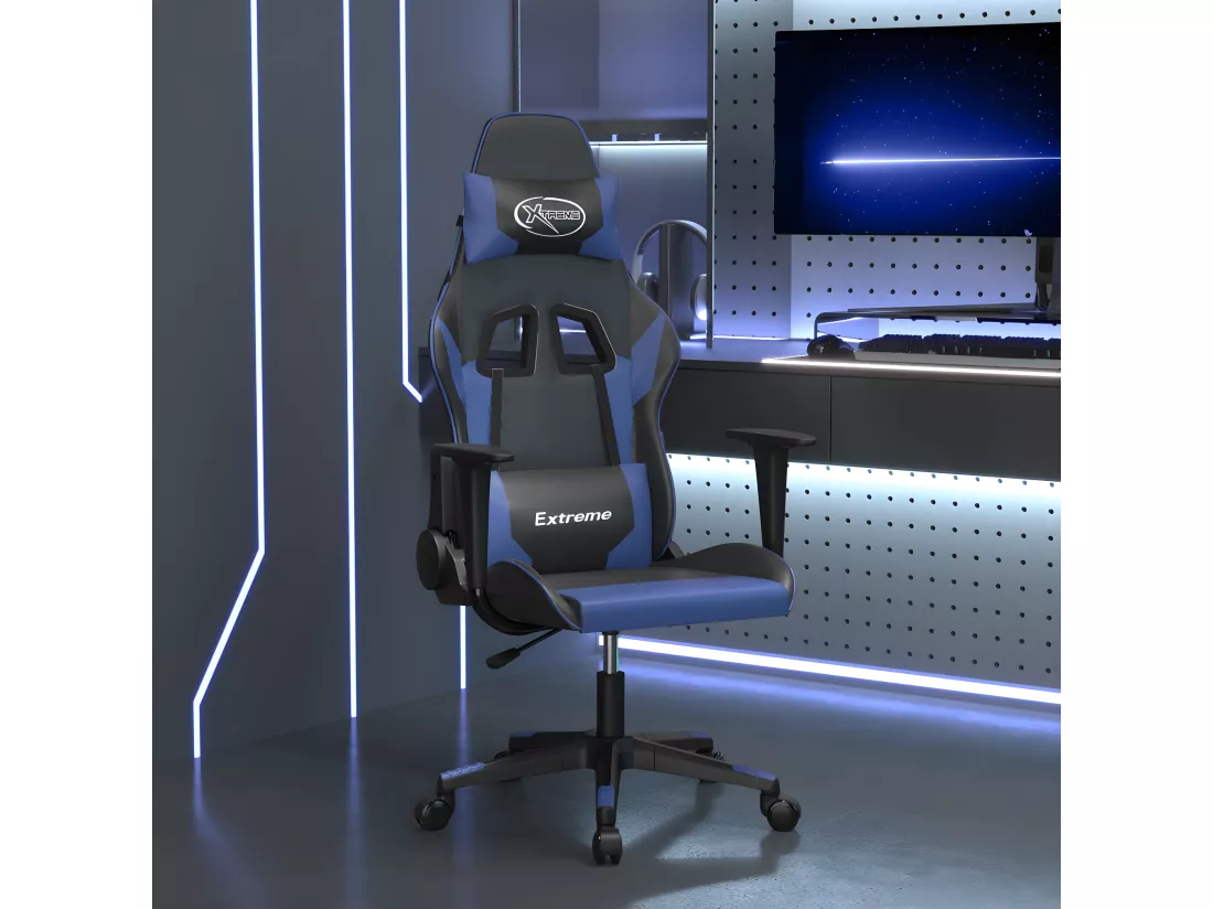 Chaise de jeu de massage Noir et bleu Similicuir