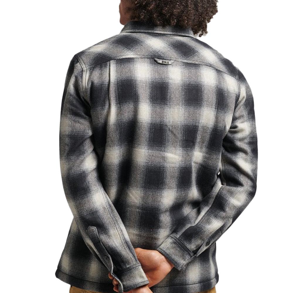 Superdry Chemise Bleu/Grise Homme Superdry Wool Miller