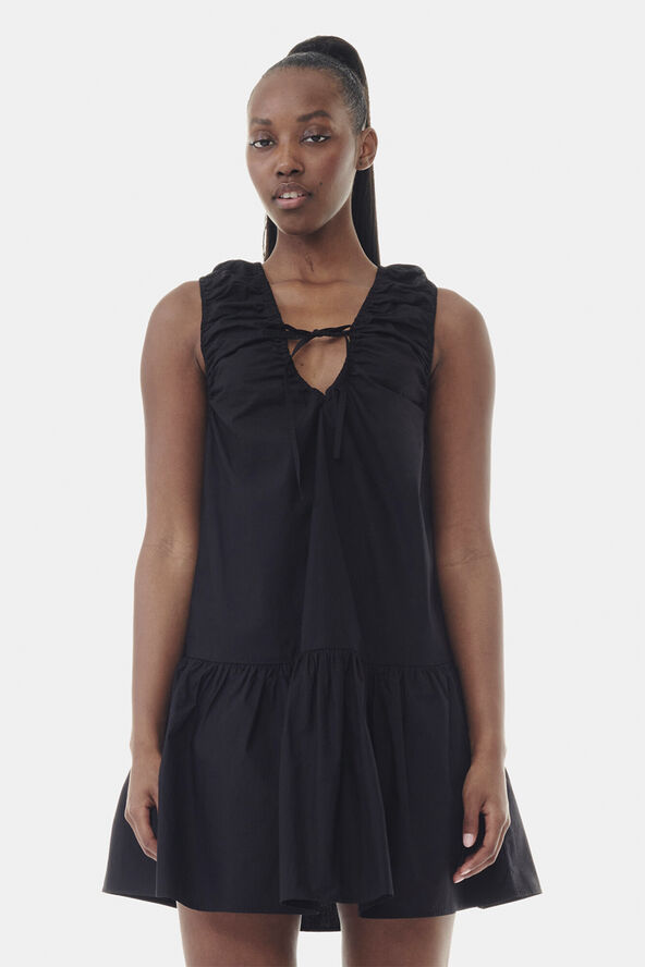 Ganni Cotton Poplin Mini Dress Black