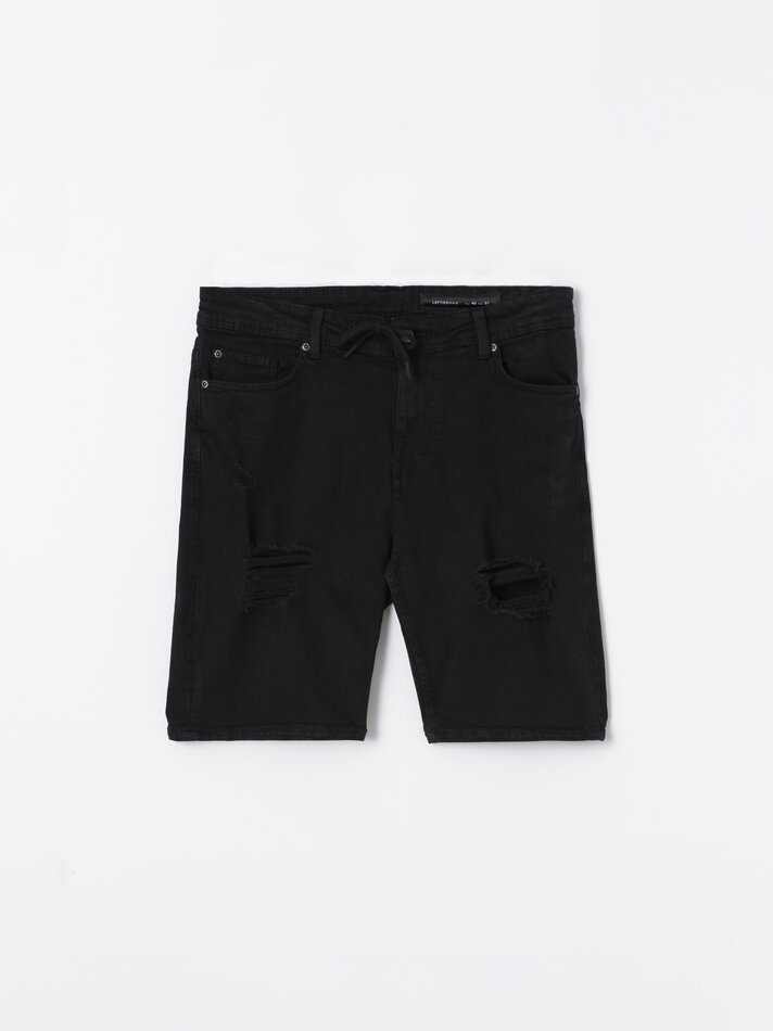 Bermuda jeans skinny stretch - Preta