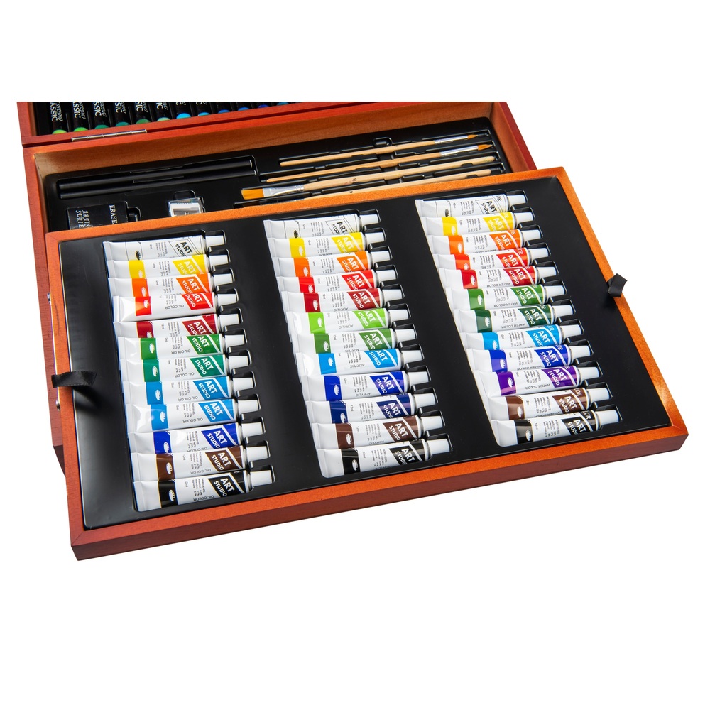 175-teiliges Kunstset in einer Holzbox