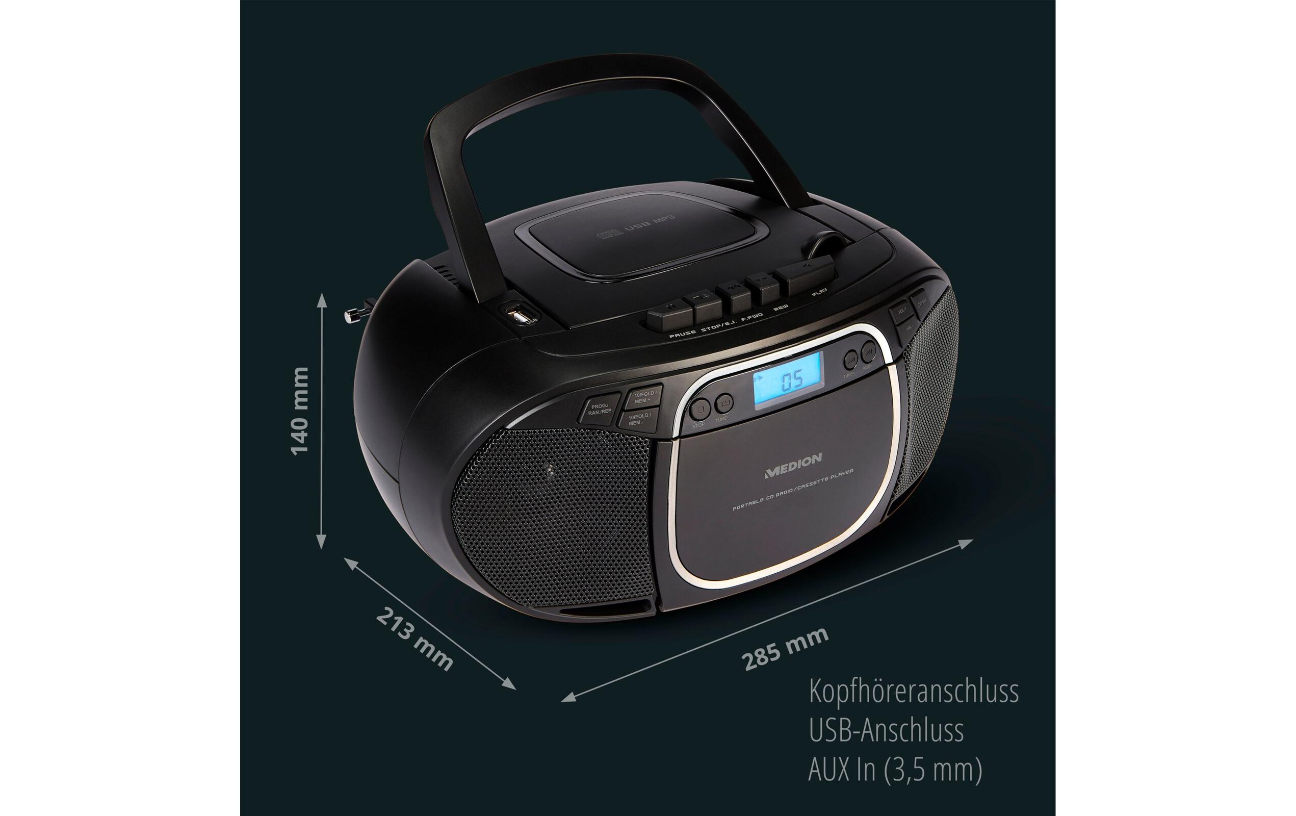 Radio/CD-Player LIFE E66476 SchwarzCD-/MP3-/Kassettenspieler