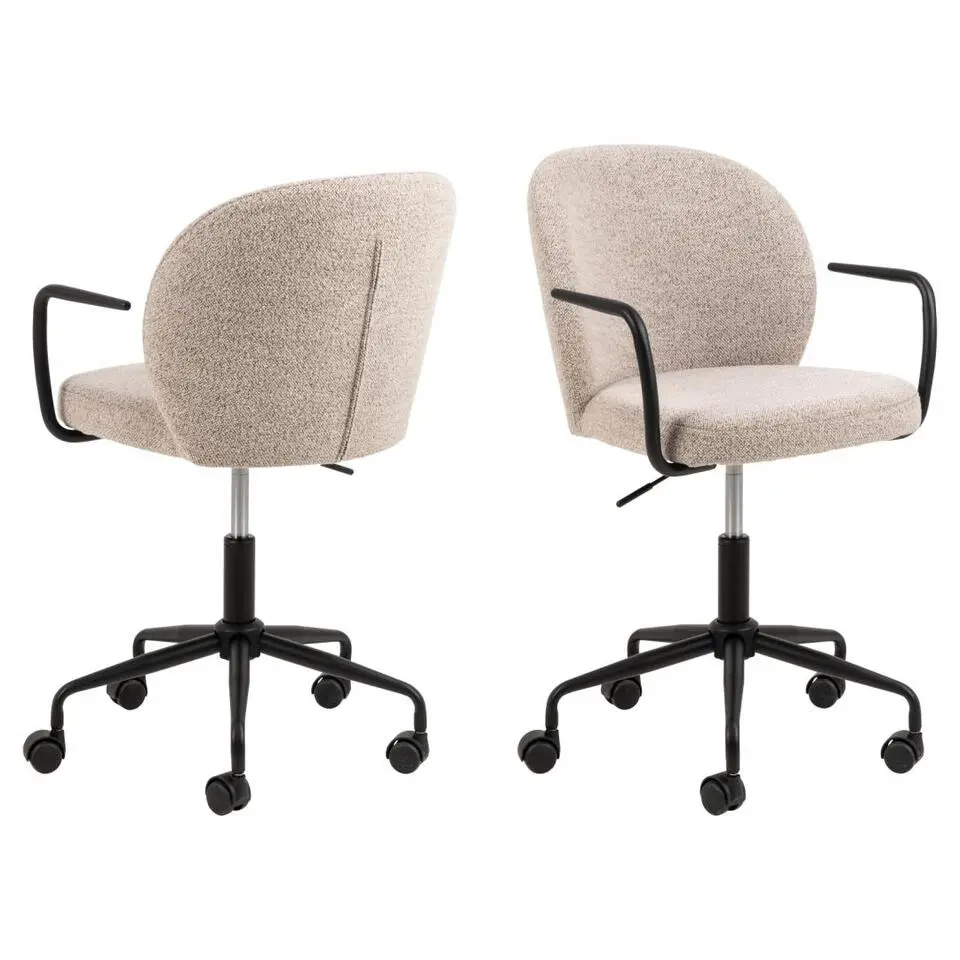 Bureaustoel Beige Stof - Zithoogte 55cm - Santiago