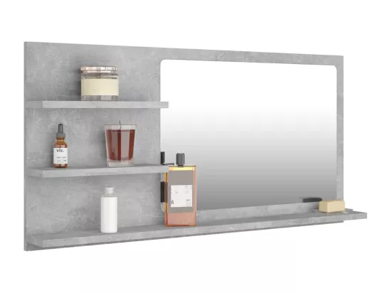Miroir de salle de bain gris béton bois d’ingénierie