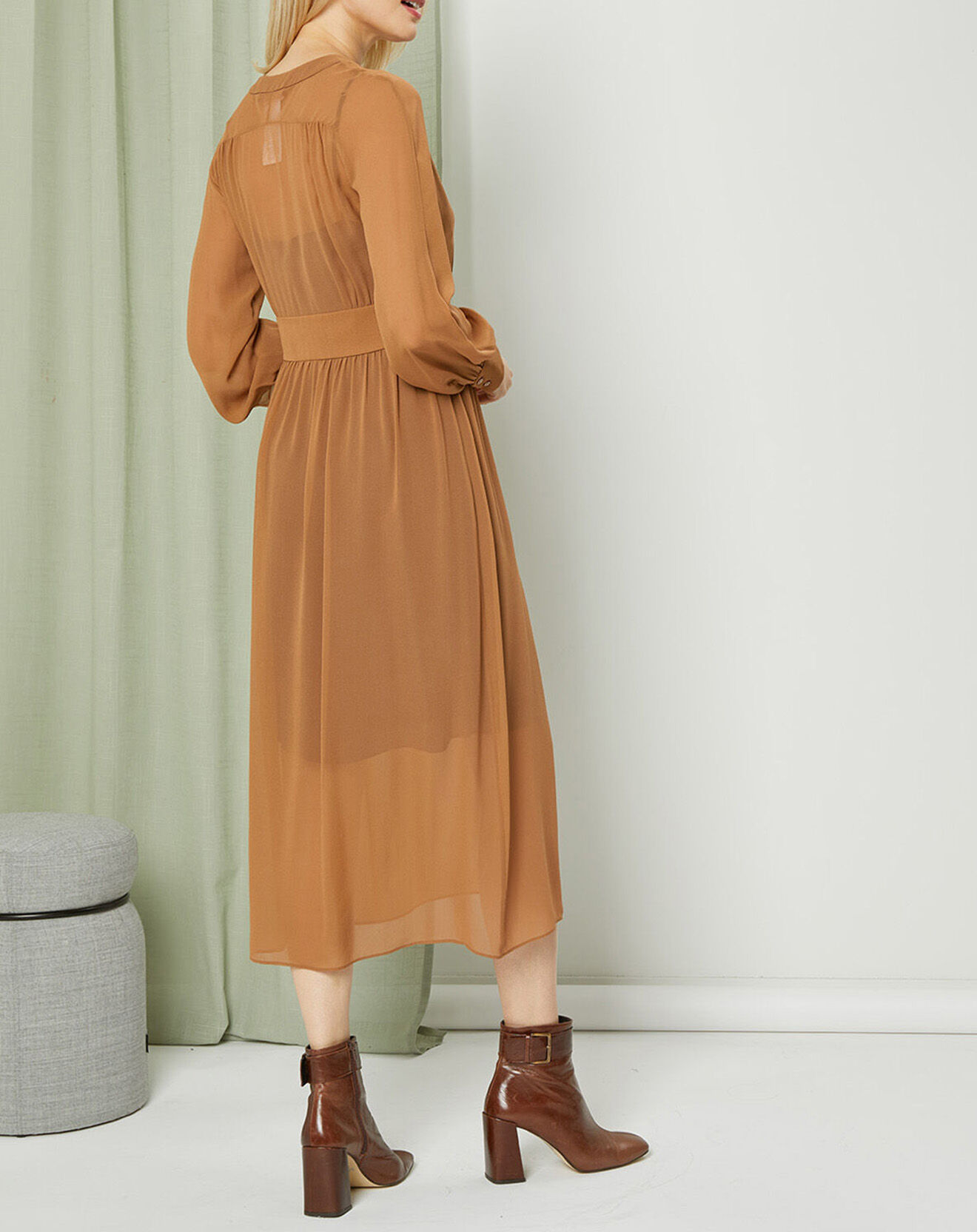 MaxMara Robe 100% Soie Condor marron