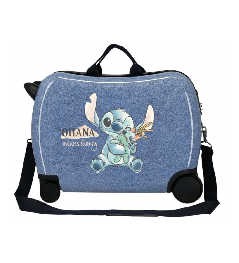 Mala Disney Stitch Means Family com 2 rodas multidirecionais, azul