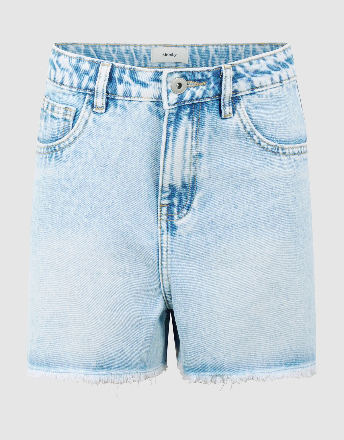 Strawberry Embroidery Short Blauw