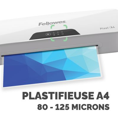 Fellowes Pixel - Plastifieuse A4 - de 80 à 125 microns, à chaud et à froid - anti-bourrage - temps de chauffe rapide