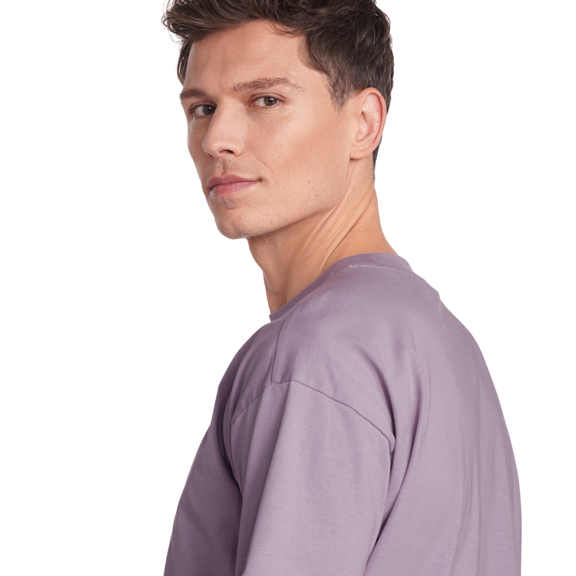 Jonas Nielsen Herren T-Shirt mit Stickerei helllila