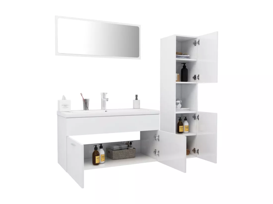 Ensemble de meubles de salle de bain Blanc brillant 53