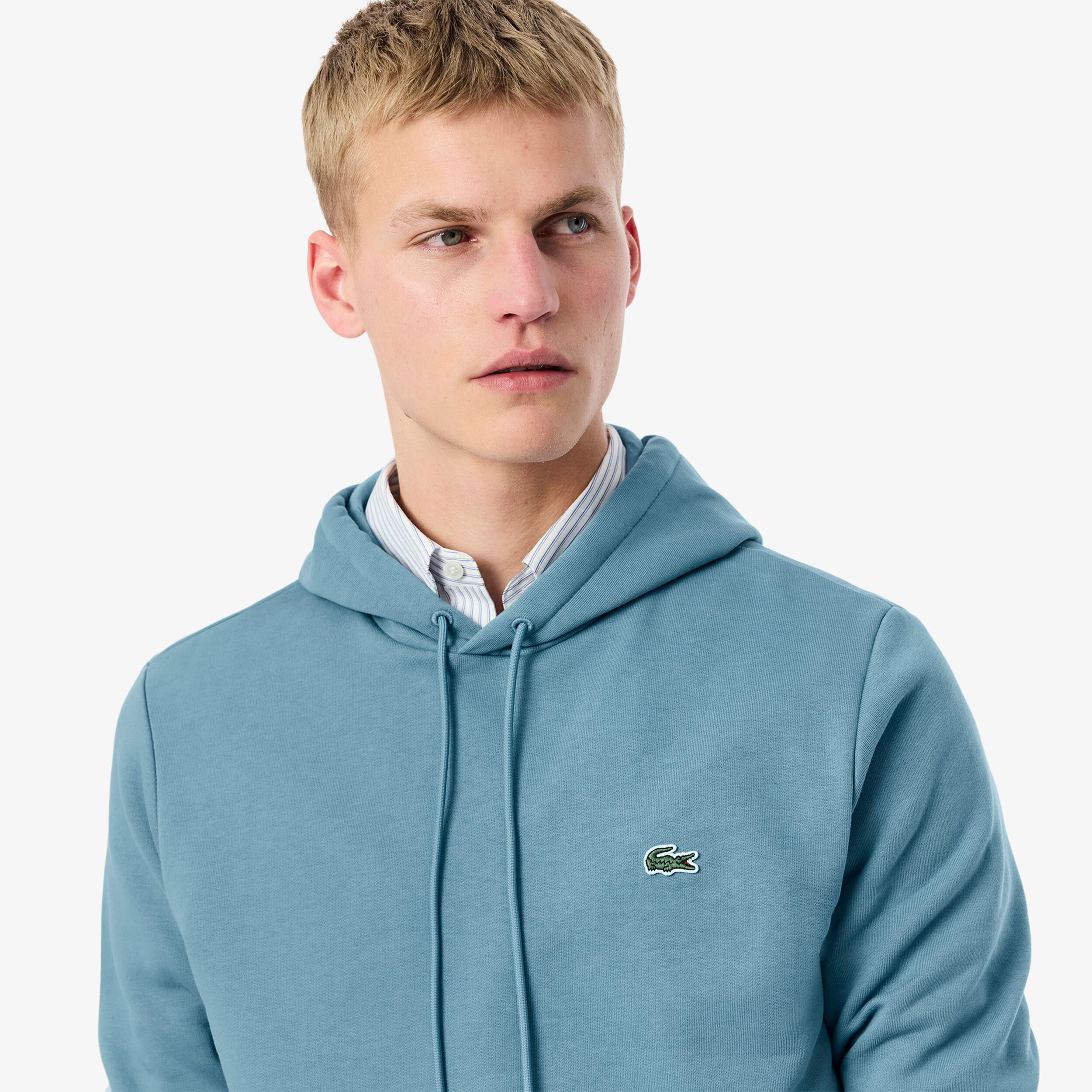 Lacoste Brushed Sweat À Capuche Hommes - Bleu Gris