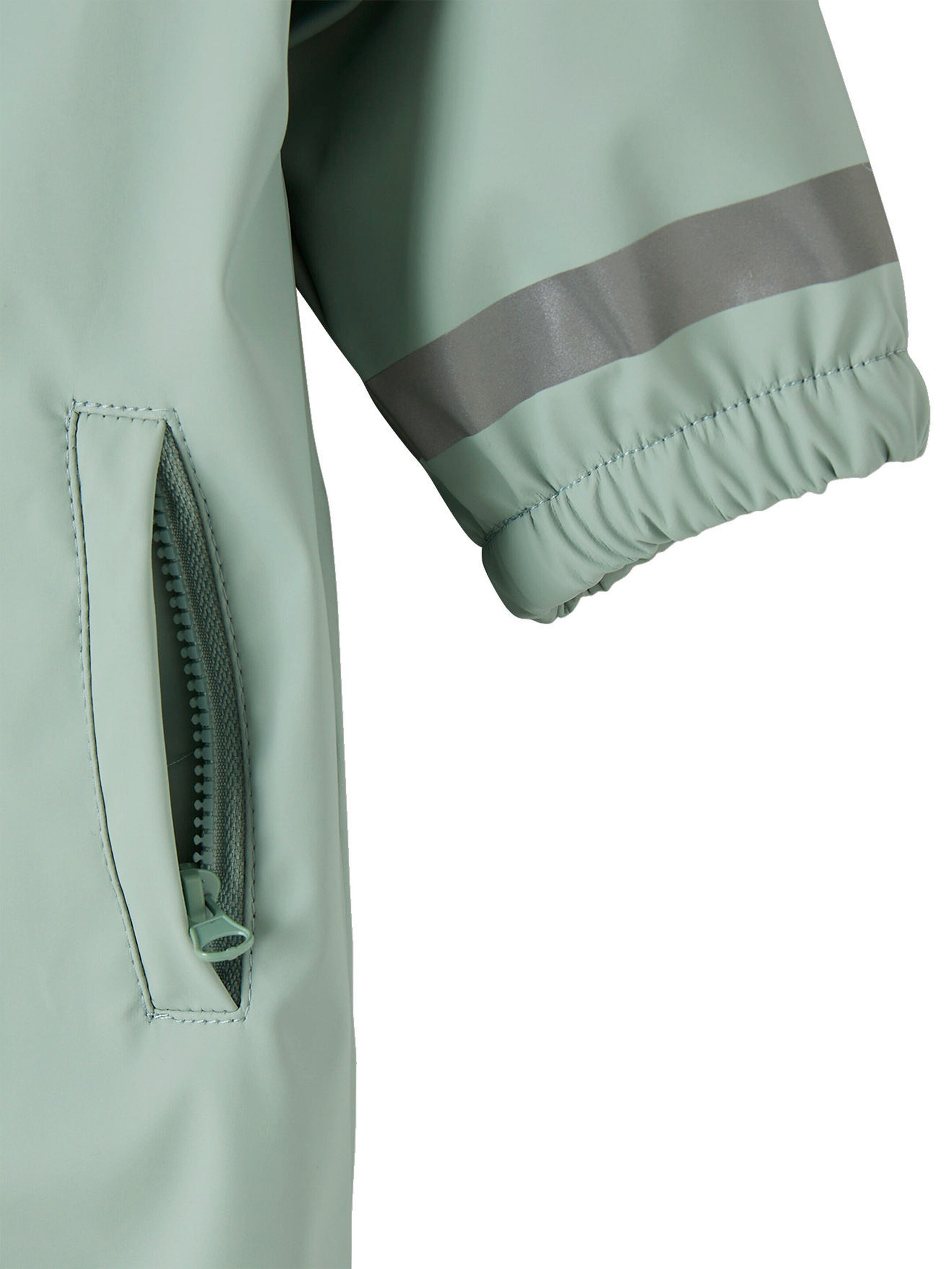 Vertbaudet Baby Regen-Overall mit Fleecefutter und Kapuze, Recycling-Polyester salbeigrün