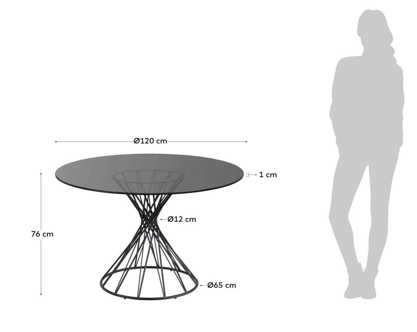 Kave Home Esstisch rund NIUT 120 cm Farbglas schwarz