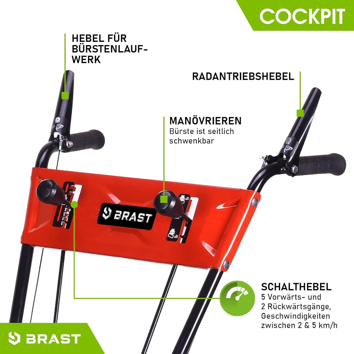 BRAST Kehrmaschine Benzin | Laubsammler Motorbesen | 4,8kW(6,5PS) - 5,14kW(7PS) | viele Modelle | 80-100cm Arbeitsbreite | 2in1 Gerät