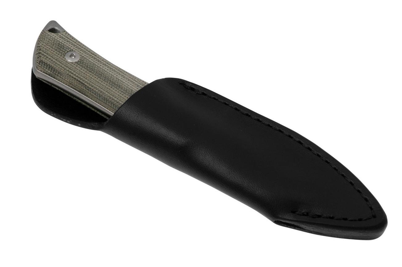 Mercury Kali 9KALIDP-GCFC, N690 Stonewashed Drop Point, Natural Canvas Micarta, vaststaand mes