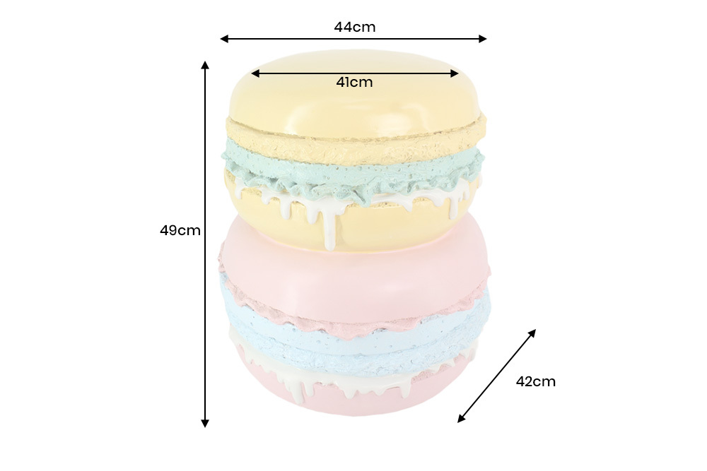 Außergewöhnlicher Beistelltisch MACARONS 50cm gelb rosa Fiberglas rund handmade