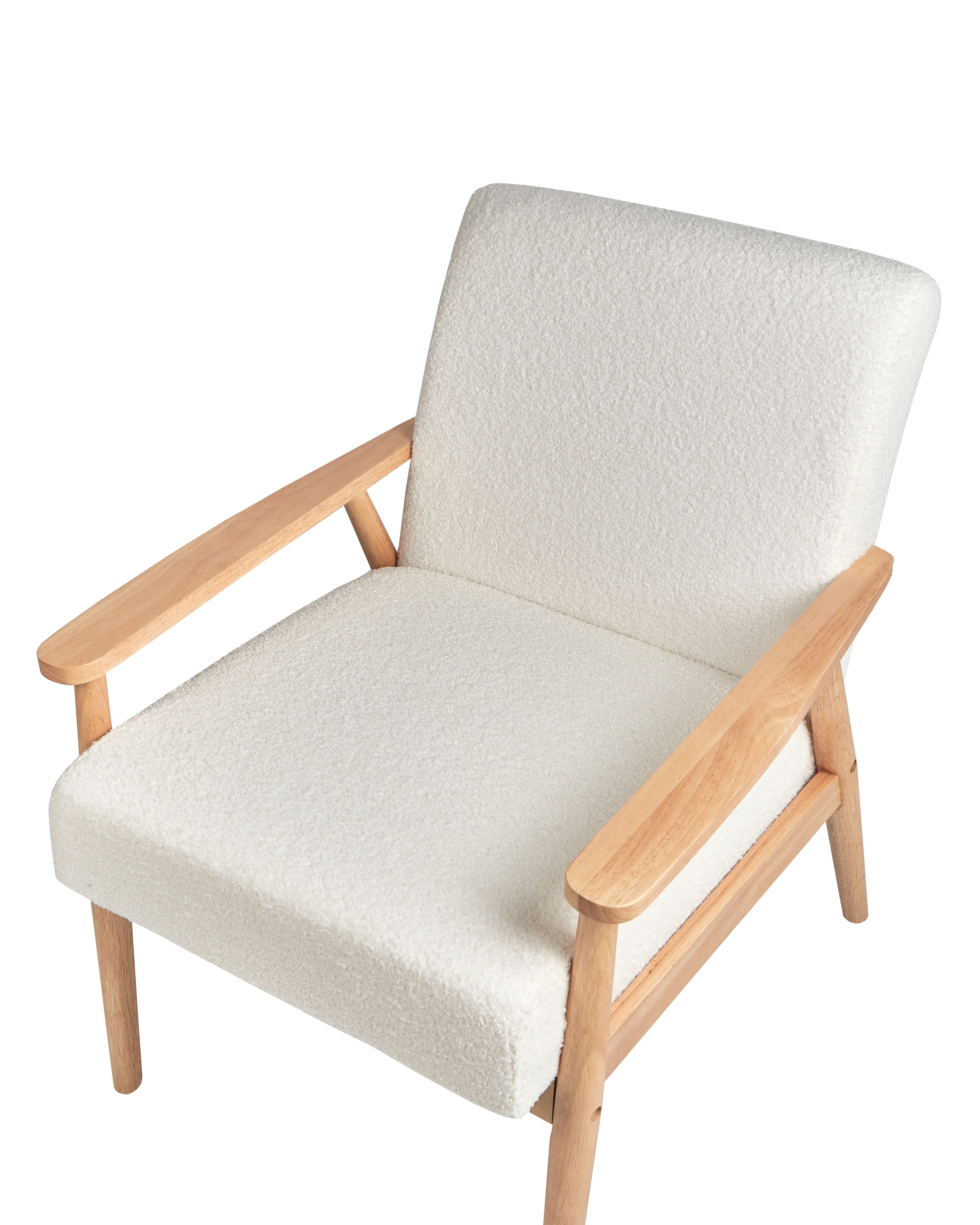 Fauteuil ESRUM Bouclé Lichtbruin/wit