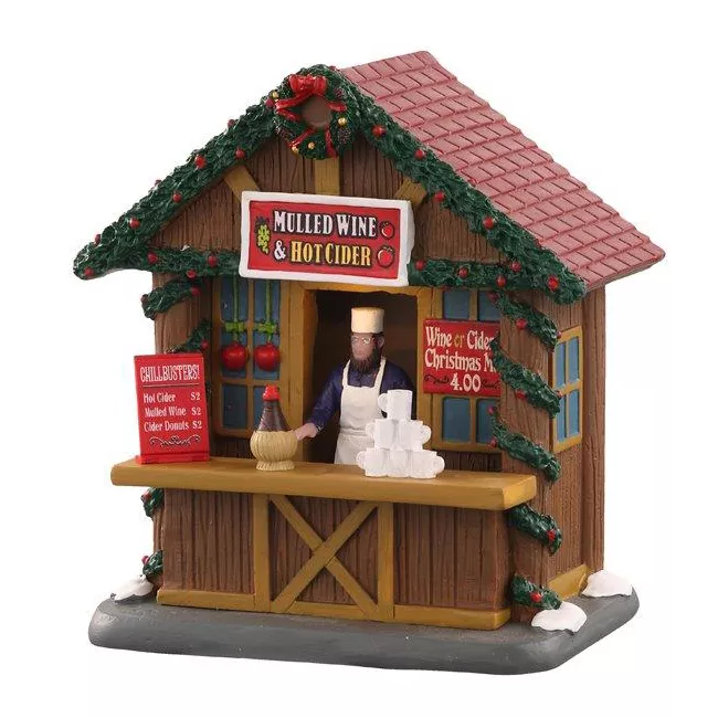 Village de Noël Lemax lumineux Stand de cidre et vin chaud