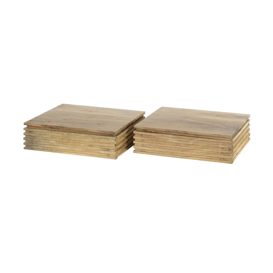 Nachtkastje Naturel Acaciahout - Set van 2 - 30x25x8cm