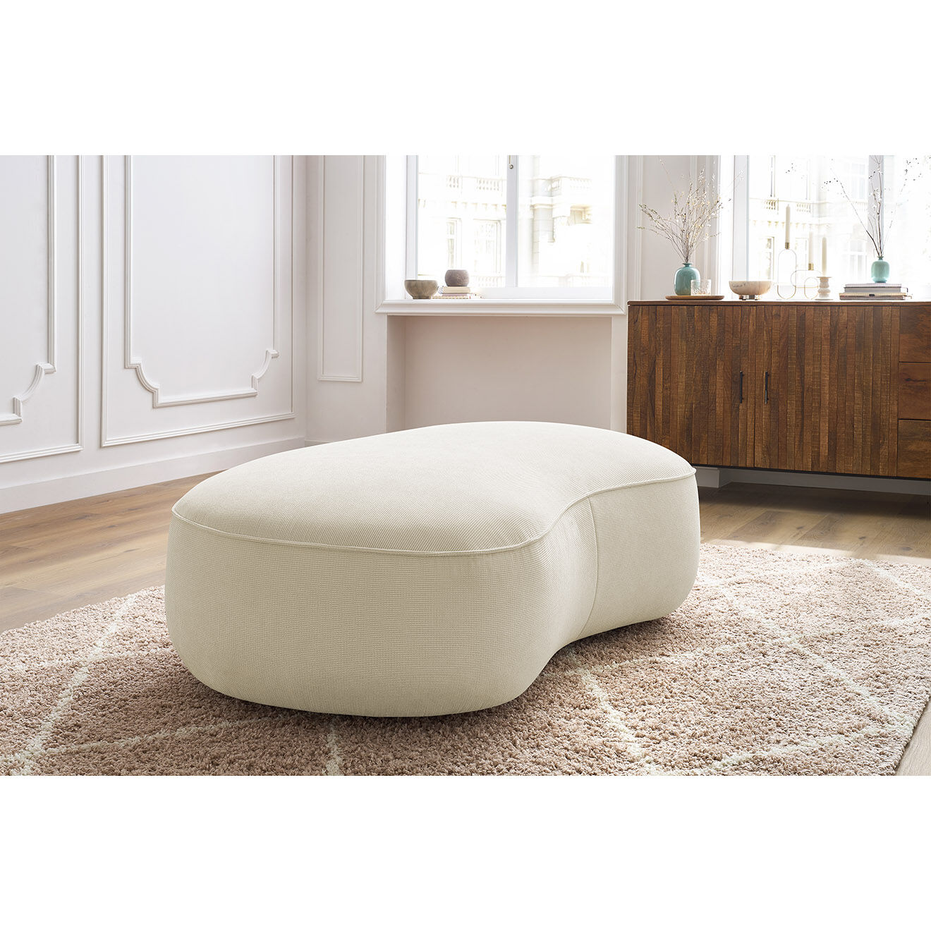 Bobochic Pouf Saint-Germain tissu texturé beige - 147x90x47 cm