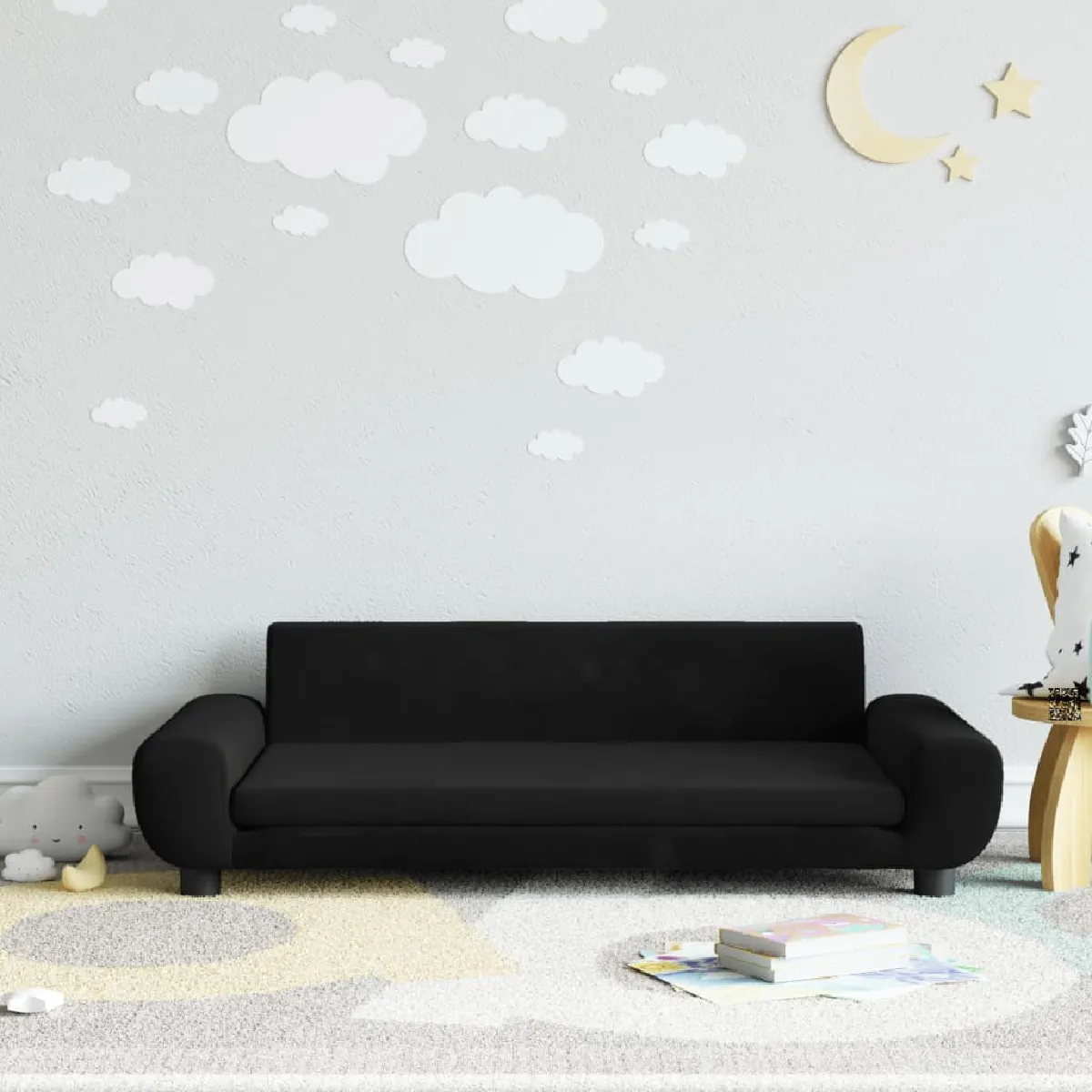vidaXL Canapé Enfant Noir Velours