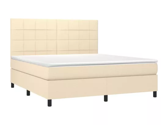Sommier tapissier avec matelas et LED Crème 180x200 cm Tissu