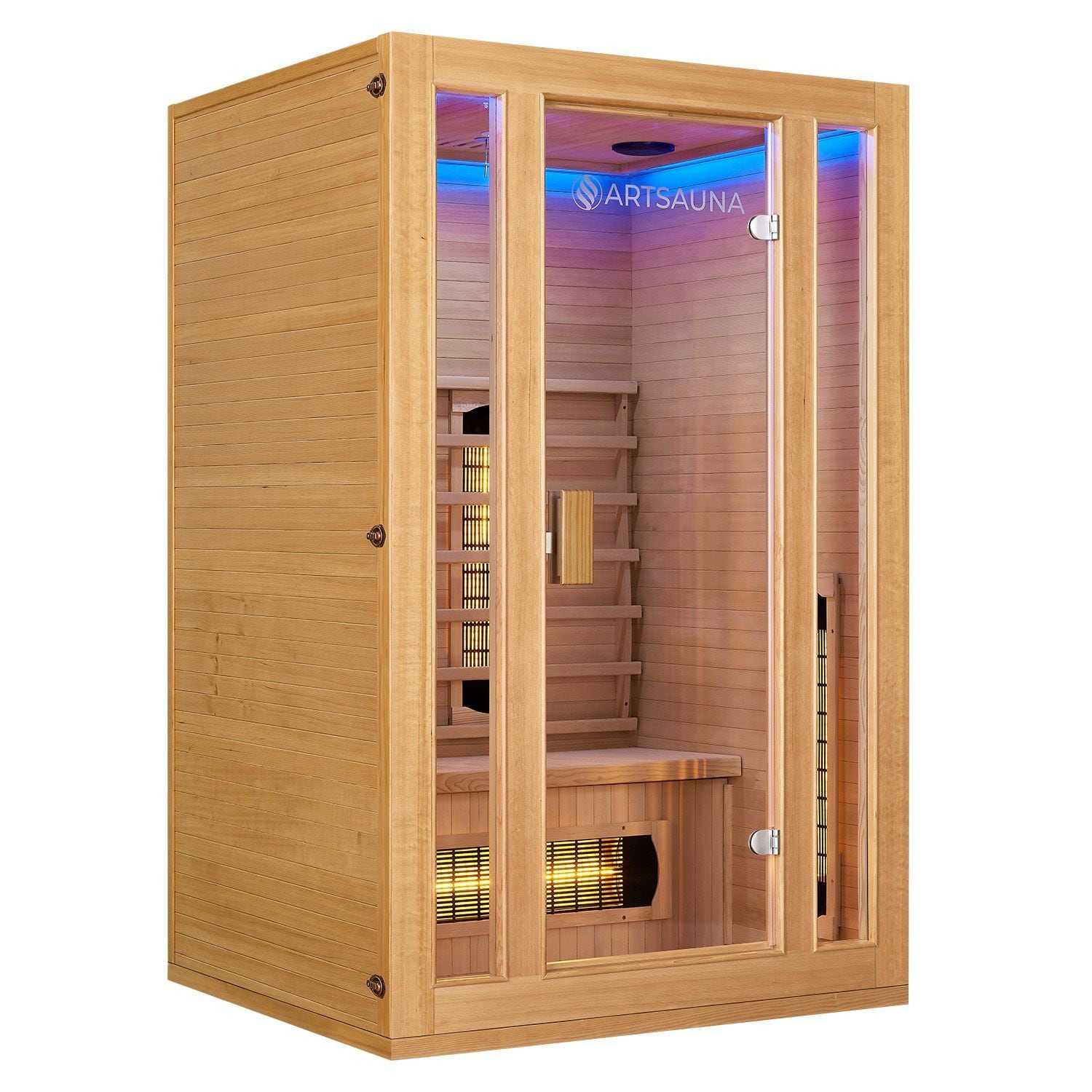 Artsauna Infrarotkabine Nyborg S120V Vollspektrumstrahler & Ambiente LED Beleuchtung – Kabine für 2