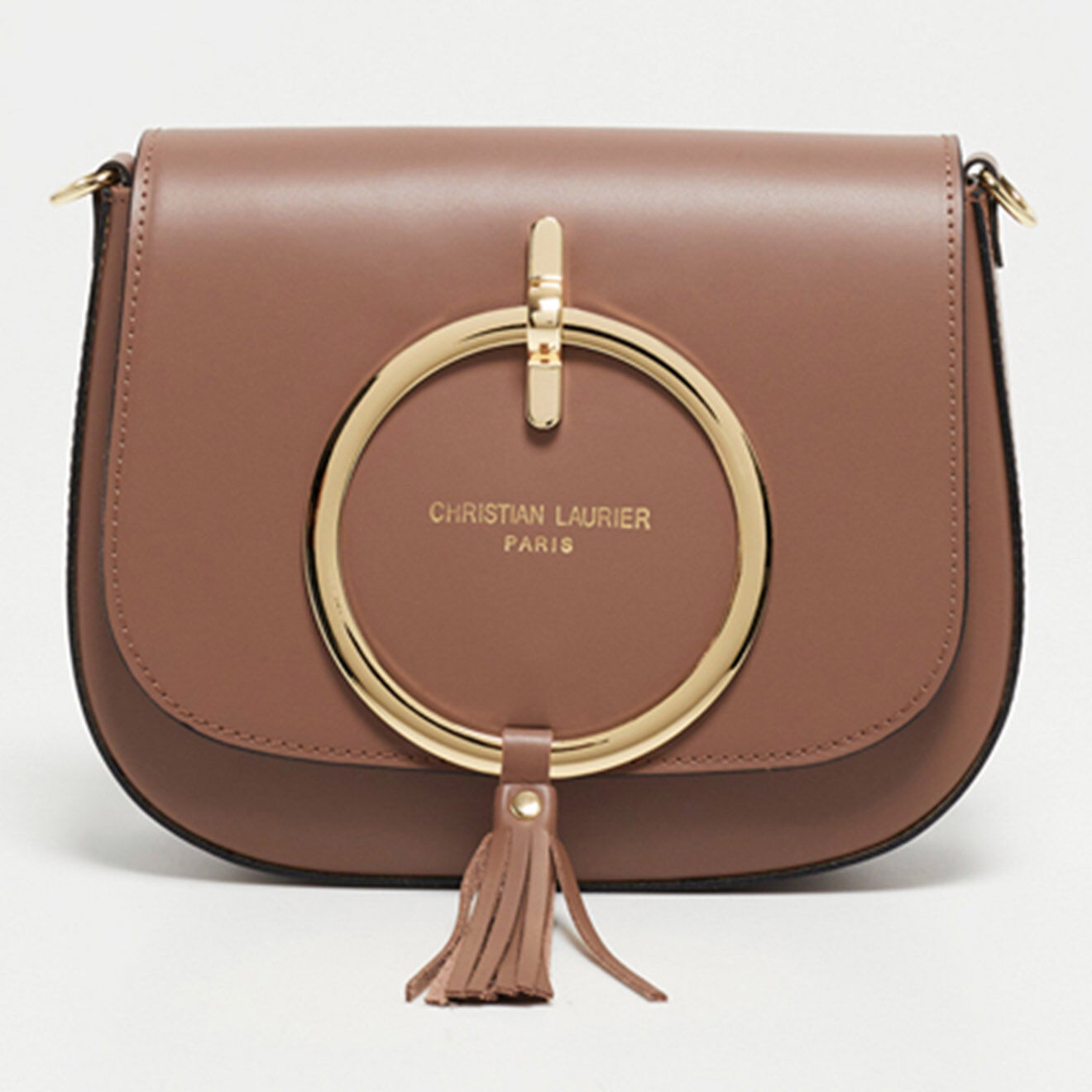 Christian Laurier Sac bandoulière en Cuir Audrey taupe  - 27x22x8.5 cm