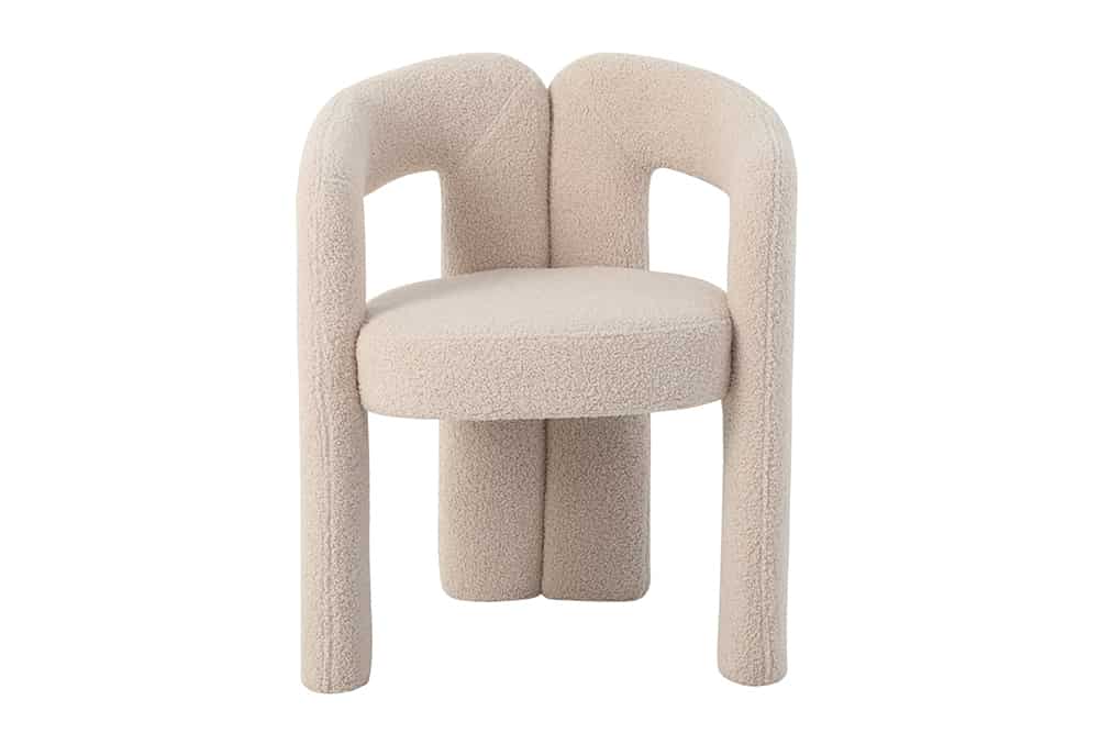 Design Stuhl ARCH beige Teddy Fleece mit Armlehne Rundum-Bezug