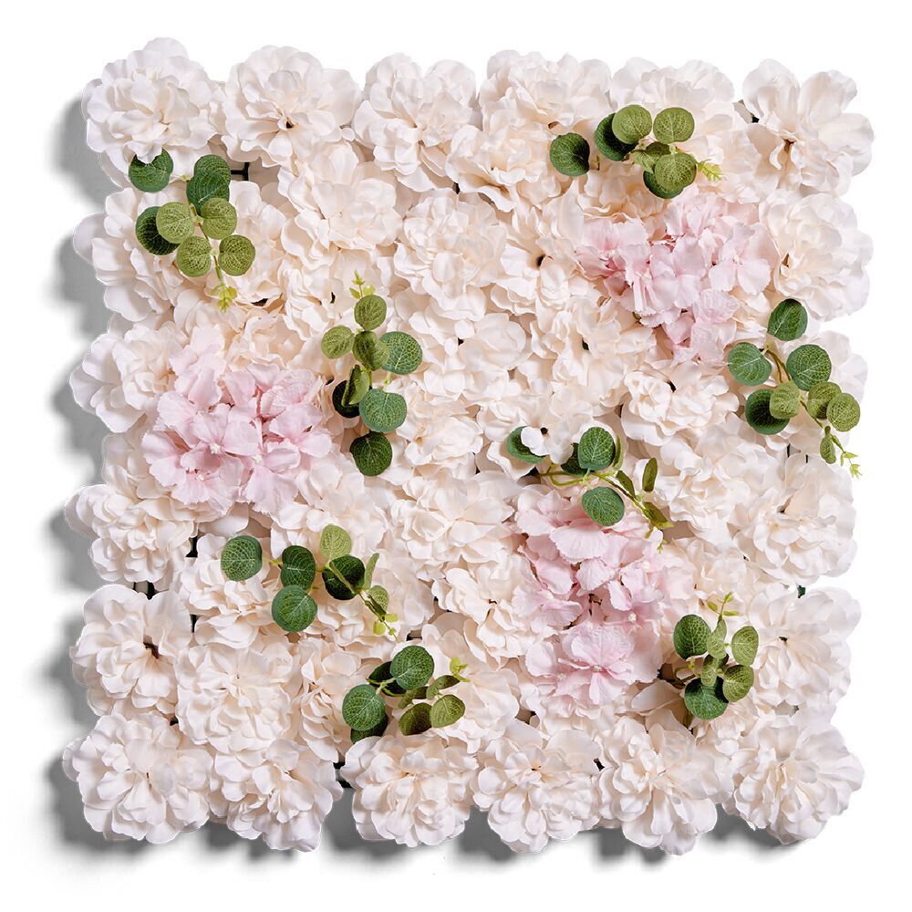 Mur de fleurs artificielles clipsable blanc 50x50cm