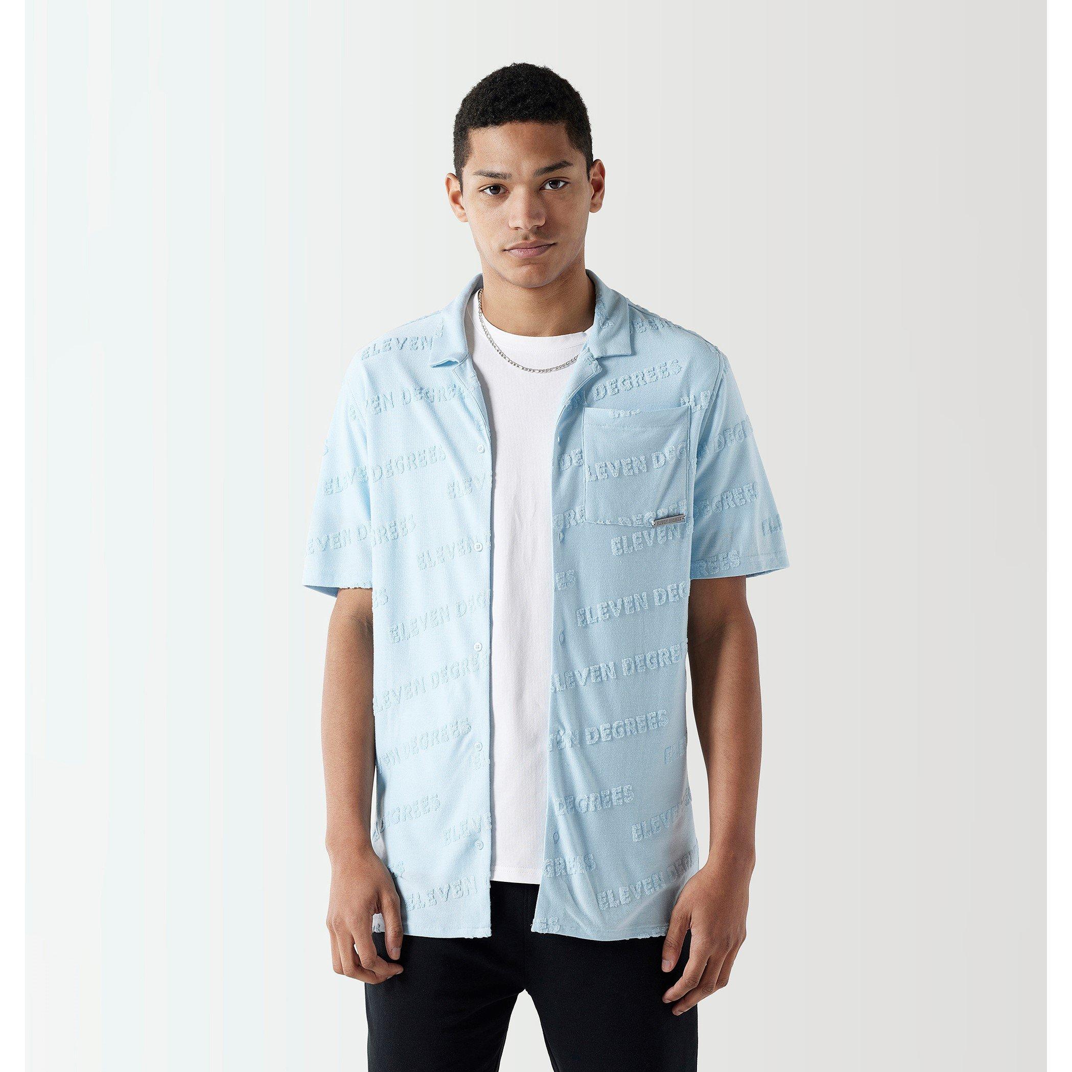 11 Degrees 11D Embossed Towelling Shirt Ice Blue
