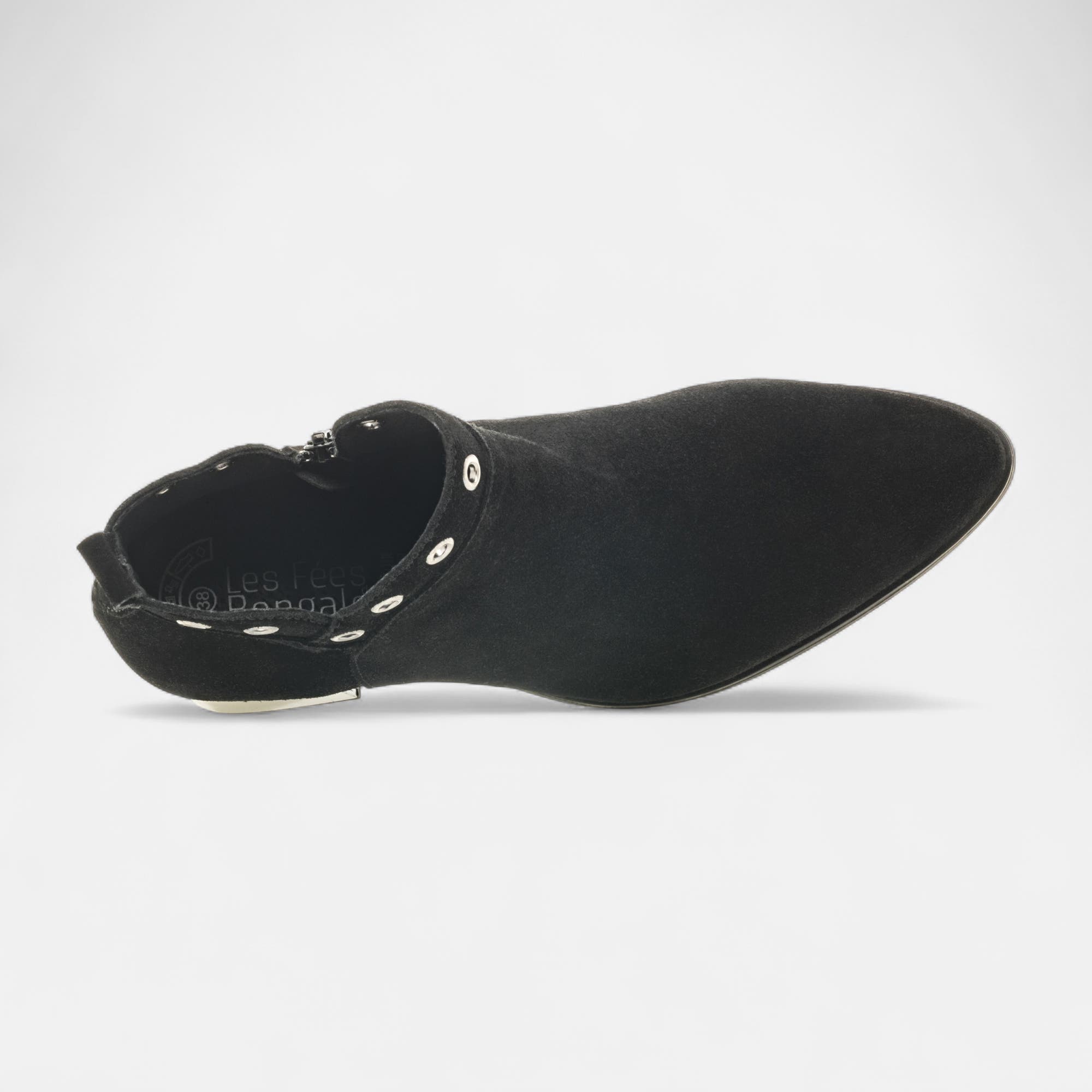 Boots à talon Femme en cuir noir
