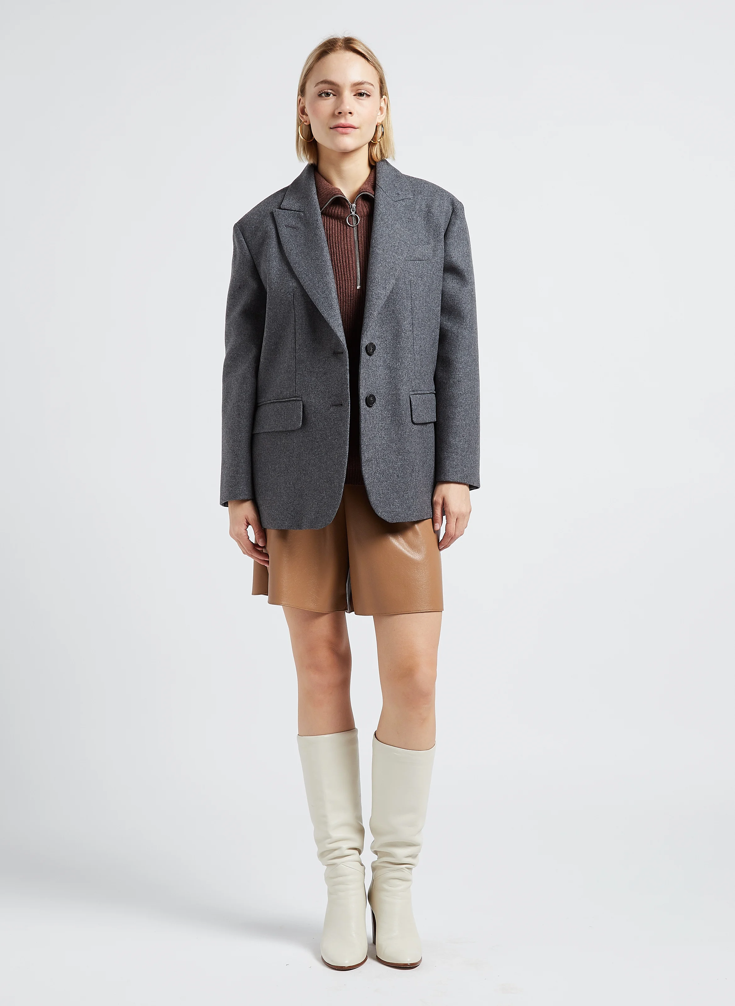 ADDURRE - Blazer en laine mélangée | Argent