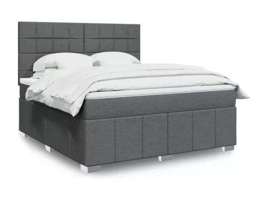 Sommier à lattes de lit avec matelas Gris foncé 180x200cm Tissu