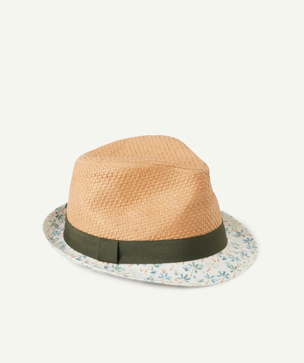 LE CHAPEAU EN PAILLE ET KAKI AVEC BORD IMPRIMÉ