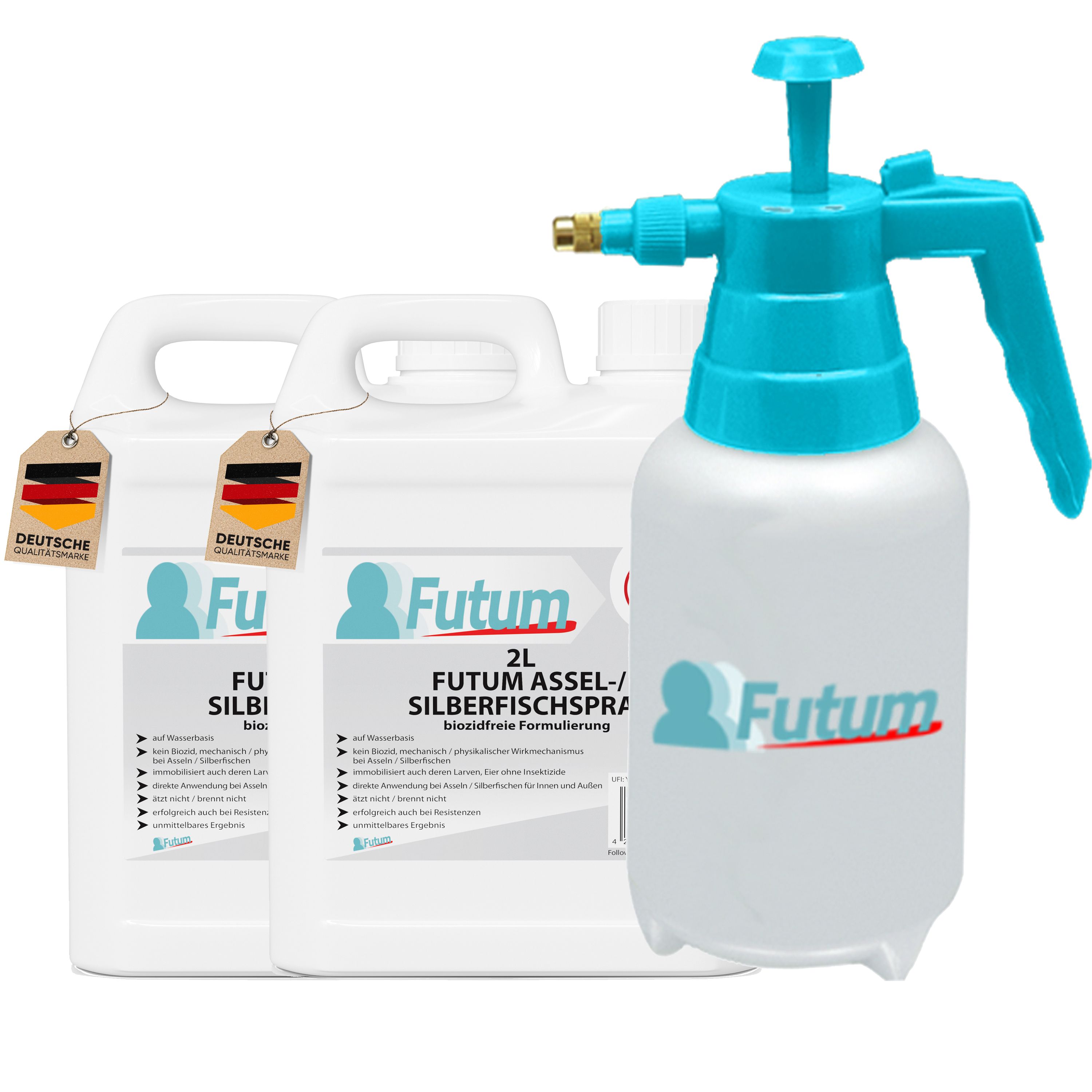FUTUM 2x2L Silberfisch- / Asselspray + 2L Sprüher