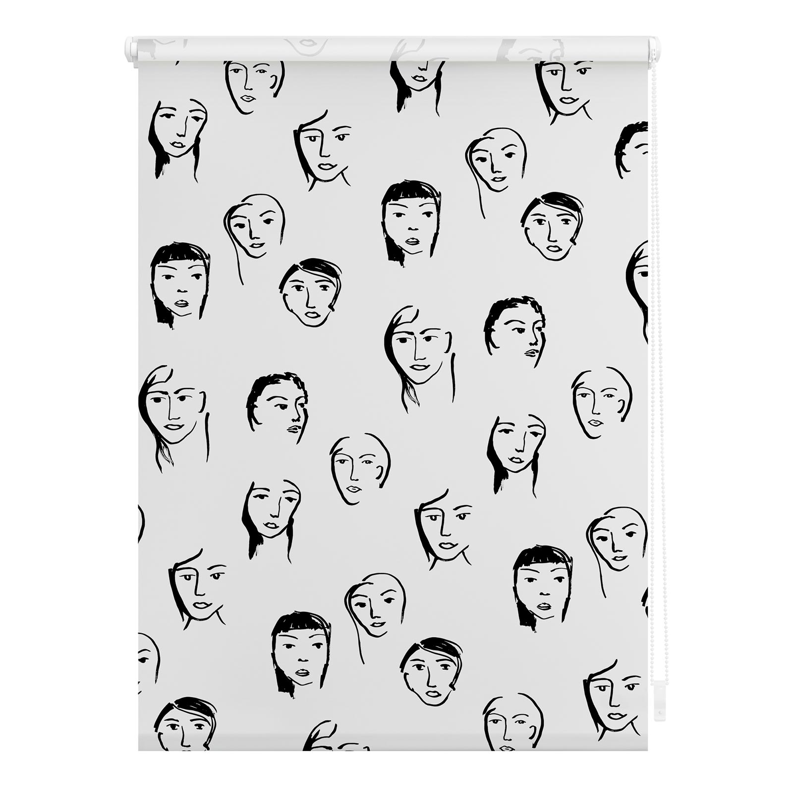 LICHTBLICK Verdunklungsrollo FACES - schwarz-weiß - 45x150 cm
