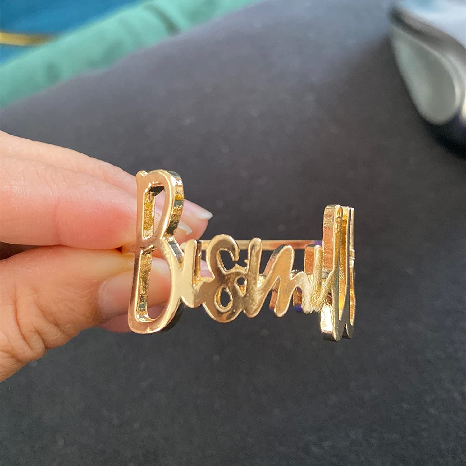 (6er Set) Ø4cm Metall Serviettenring Ramadan Tischdeko Eid Mubarak Tuchhalterung - Bismillah / Gold