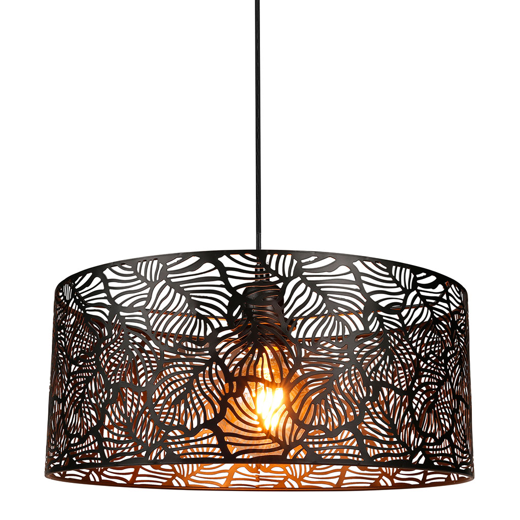 Suspension ajourée métal CALATHÉA noire D 35cm