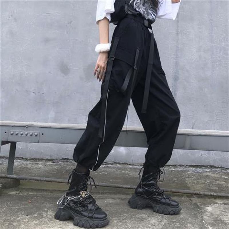 Sisyphi - Hoge taille effen harem cargobroek